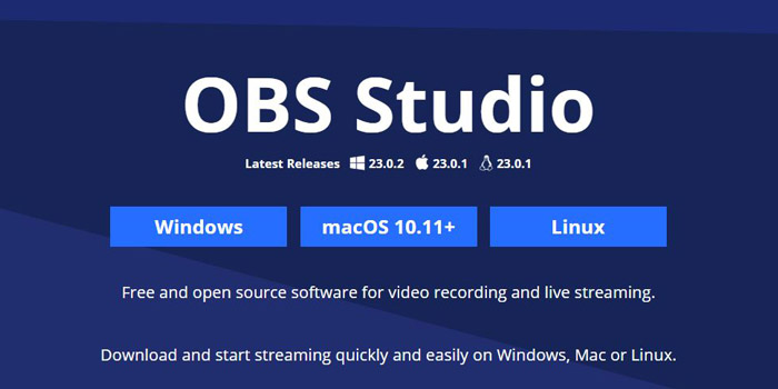Streaming software OBS Studio's website
