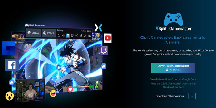 Xsplit Gamecaster website