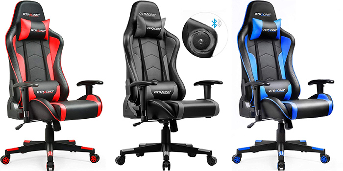 2nd best gamer chair - Gtracing with Bluetooth speakers
