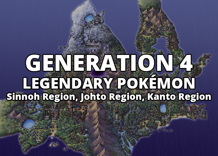 All Generation 4 Legendary Pokémon in Sinnoh Region, Johto Region, and Kanto Region
