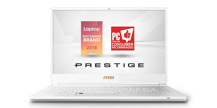 White gaming laptop - MSI P65